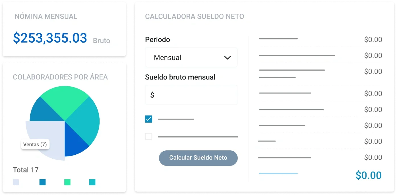 Calculadora de sueldo neto integrando datos de colaboradores para planificar contrataciones en pymes